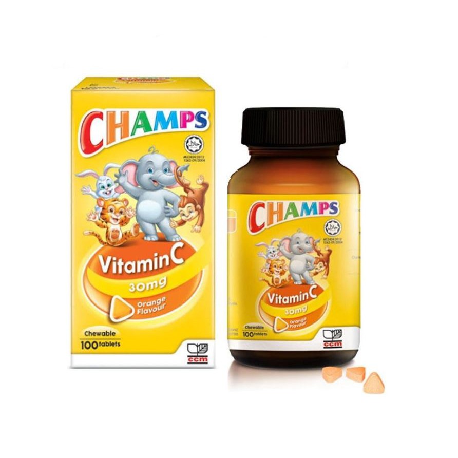 Champs Vitamin C 30mg Chewable Tablet (Orange) 100s - DoctorOnCall Farmasi Online