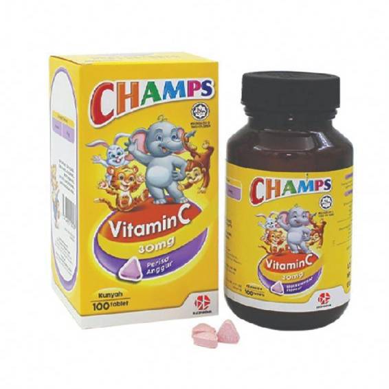 Champs Vitamin C 100mg Chewable Tablets 100s Orange - DoctorOnCall Farmasi Online