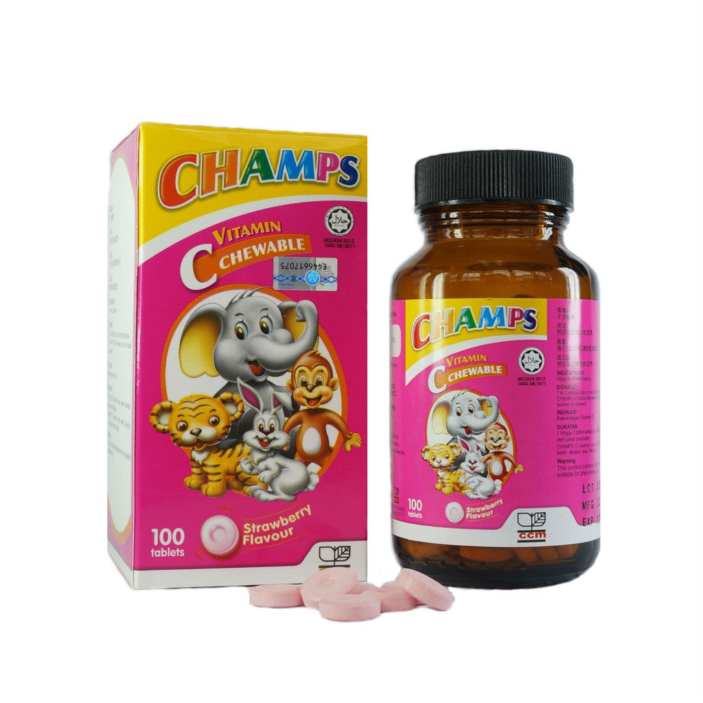 Champs Vitamin C 100mg Chewable Tablets 100s Blackcurrant - DoctorOnCall Farmasi Online