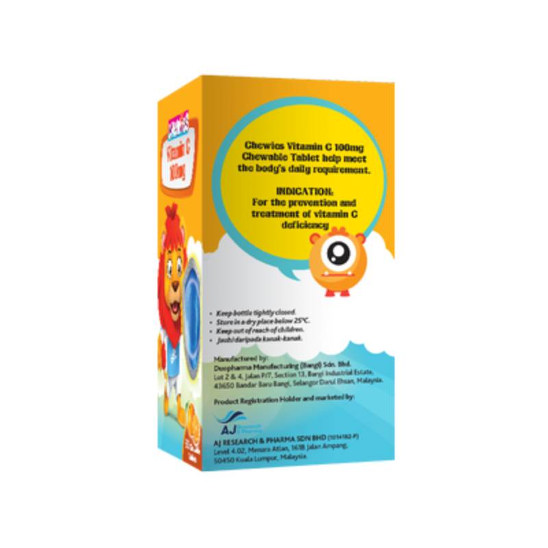 Chewies Vitamin C 100mg Chewable Tablet (Orange) 75s - DoctorOnCall Farmasi Online