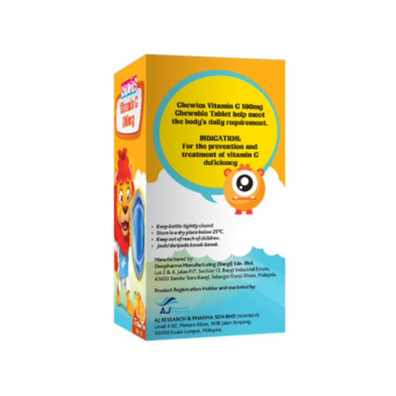 Chewies Vitamin C 100mg Chewable Tablet (Orange) 75s - DoctorOnCall Online Pharmacy