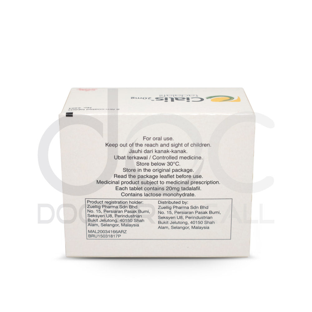 Cialis 20mg Tablet 8s - DoctorOnCall Farmasi Online