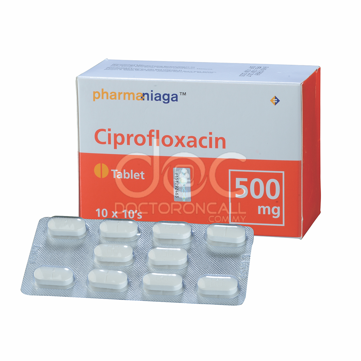 Pharmaniaga Ciprofloxacin 500mg Tablet 10s (strip) - DoctorOnCall Farmasi Online
