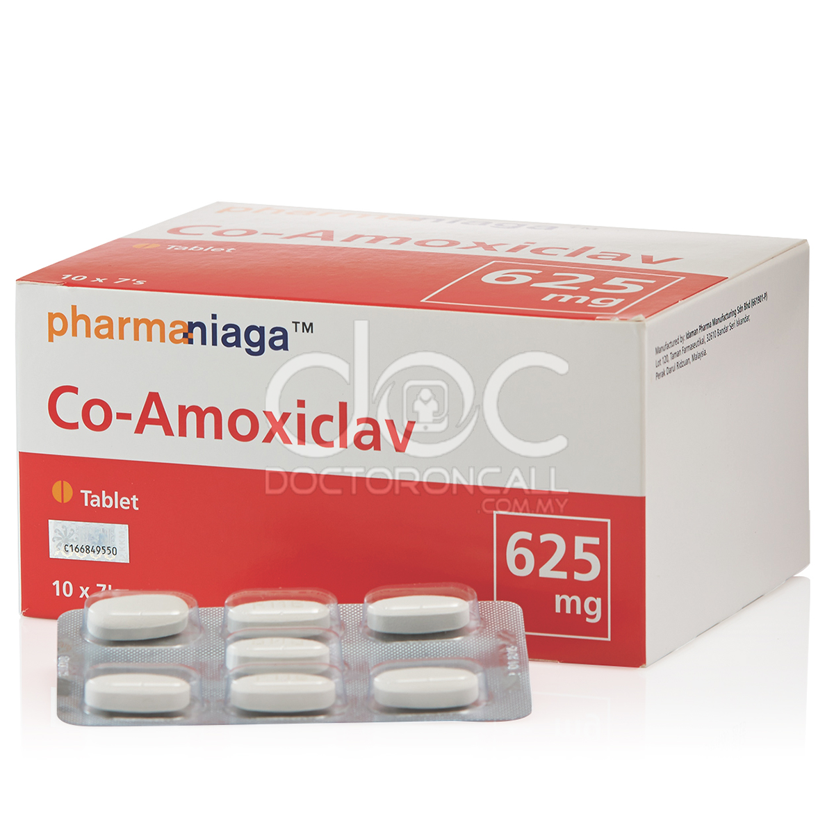 Pharmaniaga Co-Amoxiclav 625mg Tablet 7s (strip) - DoctorOnCall Online Pharmacy