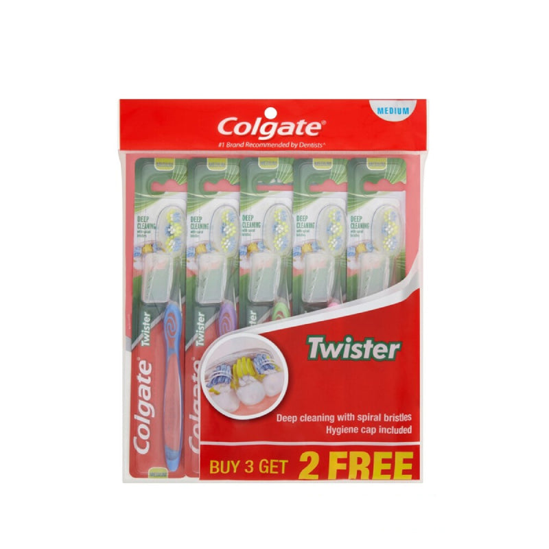 Colgate Twister (Medium) Toothbrush 5s - DoctorOnCall Online Pharmacy