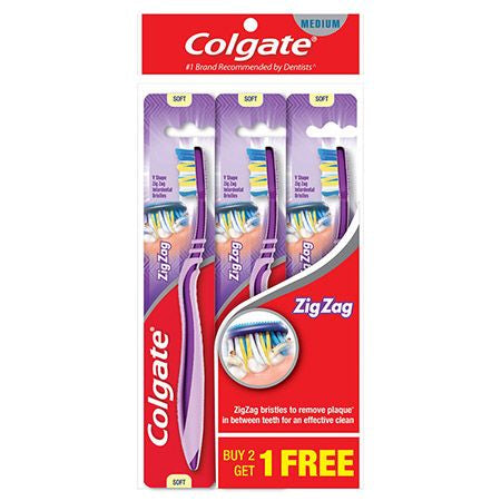 Colgate Toothbrush Zig Zag Medium 3s - DoctorOnCall Online Pharmacy