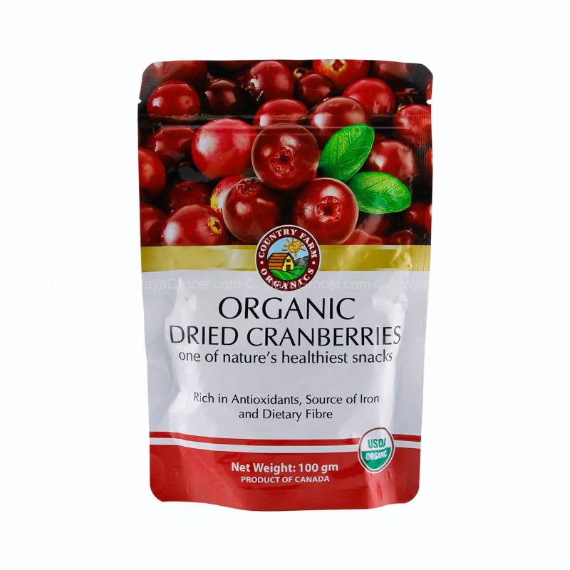 Country Farm Organic Dried Cranberries 100g - DoctorOnCall Farmasi Online