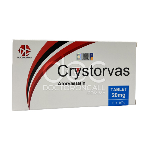 Crystorvas 20mg Tablet 10s (strip) - DoctorOnCall Farmasi Online