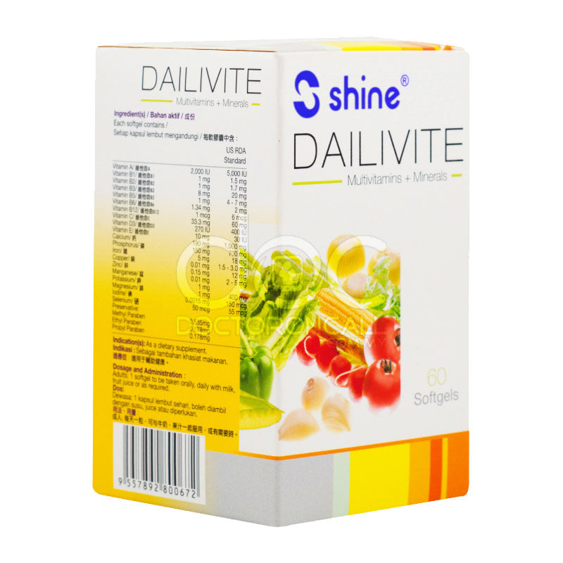 Shine Dailivite Multivitamins + Minerals Softgels 60s - DoctorOnCall Farmasi Online
