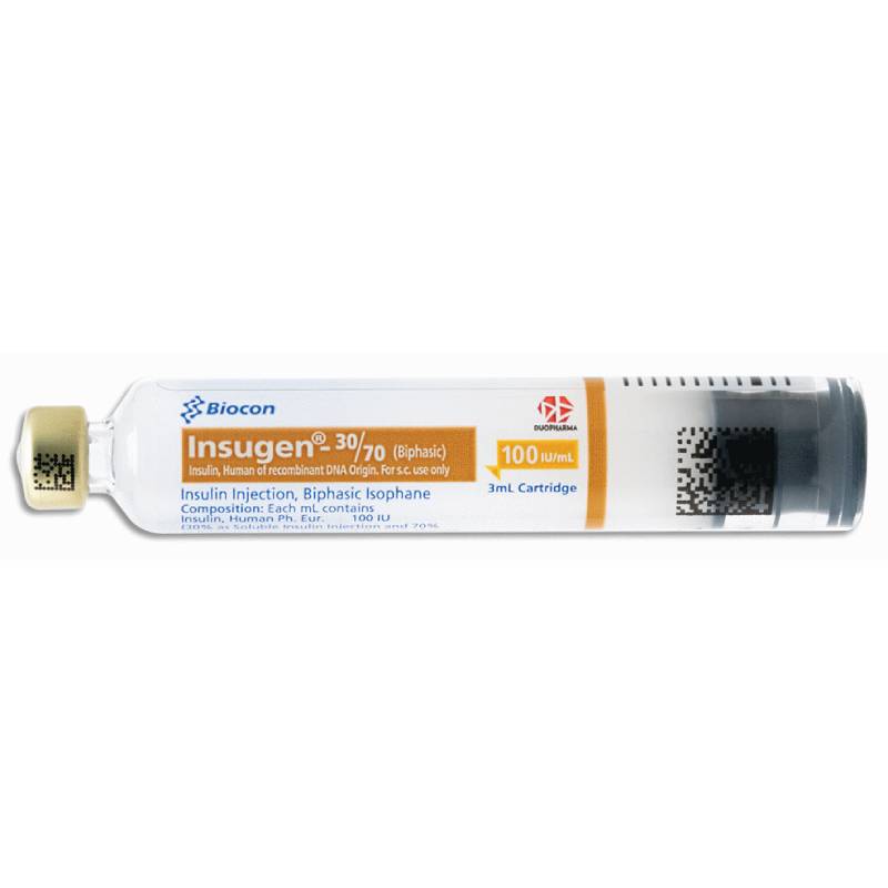 Duopharma Insugen 30/70 (100IU/ml) Cartridge 3ml x5 - DoctorOnCall Farmasi Online
