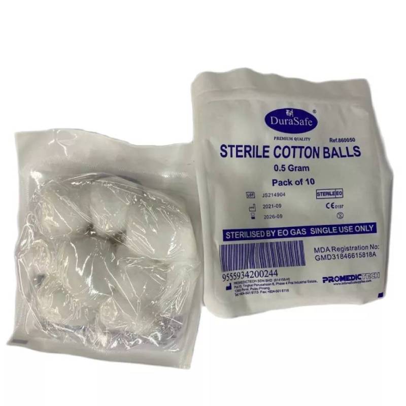 DuraSafe Sterile Cotton Ball 10s - DoctorOnCall Farmasi Online