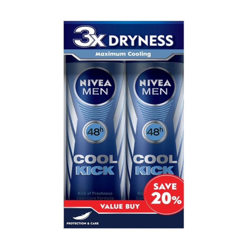 Nivea (Men) Cool Kick Body Spray 150mlx2 - DoctorOnCall Farmasi Online