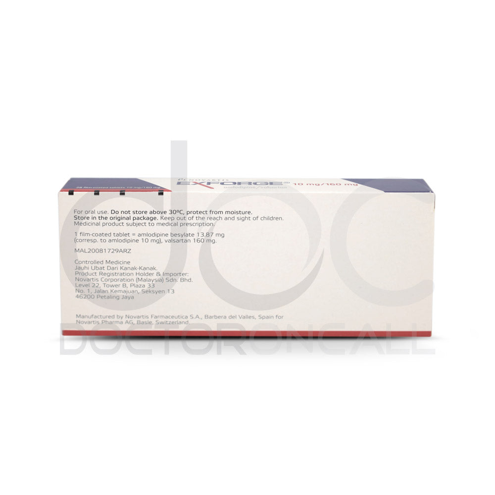 Exforge 10/160mg Tablet 28s - DoctorOnCall Farmasi Online