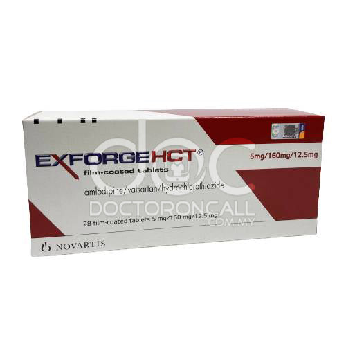 Exforge HCT 5/160/12.5mg Tablet 7s (strip) - DoctorOnCall Farmasi Online