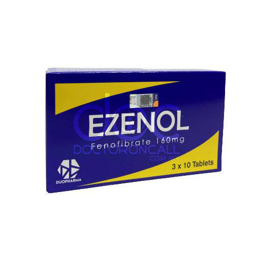 Duopharma Ezenol (Fenofibrate) 160mg Tablet 30s - DoctorOnCall Farmasi Online