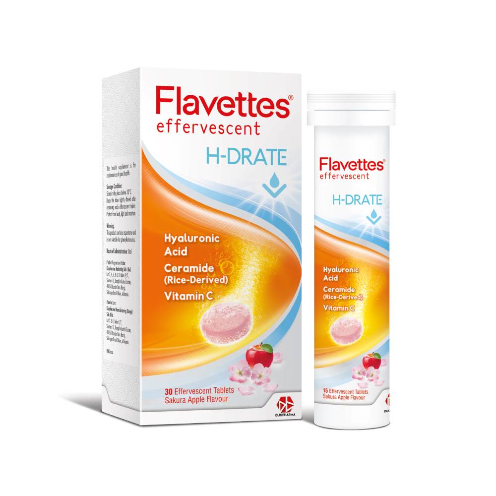 Flavettes Effervescent H-Drate Tablet 15s x2 - DoctorOnCall Farmasi Online