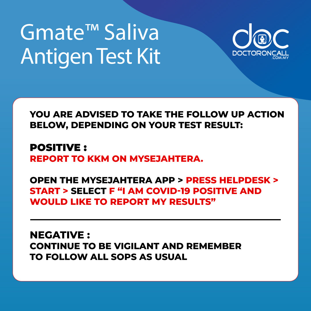 Gmate COVID-19 Home Saliva Rapid Antigen Test Kit (RTK) (EXP: 12/9/23) 1s - DoctorOnCall Farmasi Online