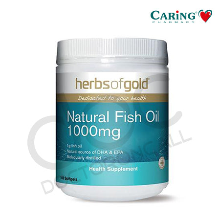 Herbs of Gold Natural Fish Oil 1000mg Capsule 300s - DoctorOnCall Farmasi Online