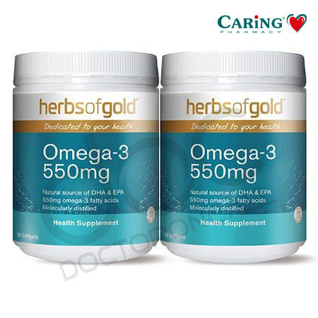 Herbs of Gold Omega 3 550mg Capsule 100s x2 - DoctorOnCall Farmasi Online