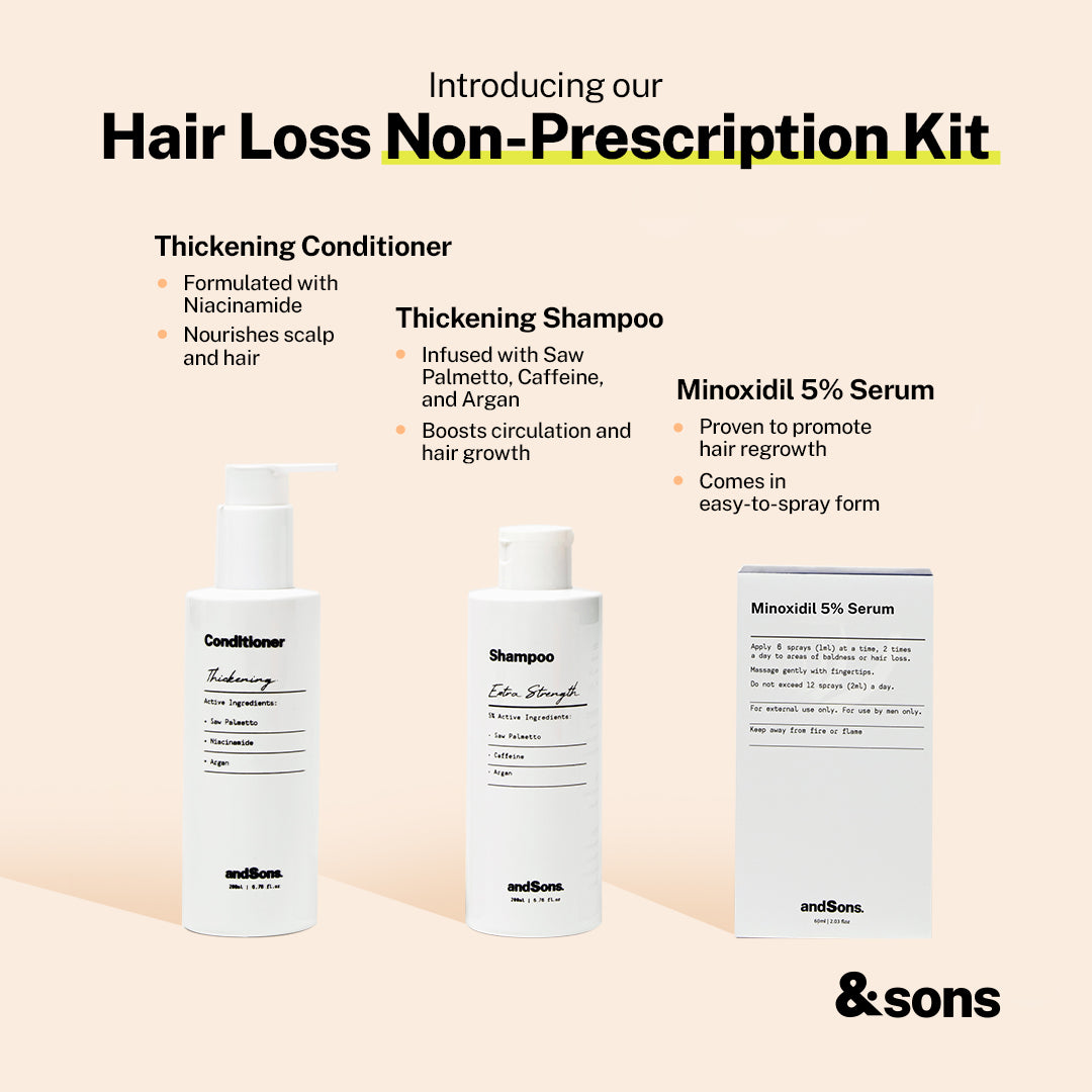 AndSons Anti Hair Loss Non-Prescription Kit (Shampoo + Conditioner + Minoxidil 5%) 1set - DoctorOnCall Farmasi Online