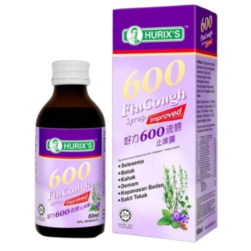 Hurix's 600 Flu Cough Syrup 60ml - DoctorOnCall Farmasi Online