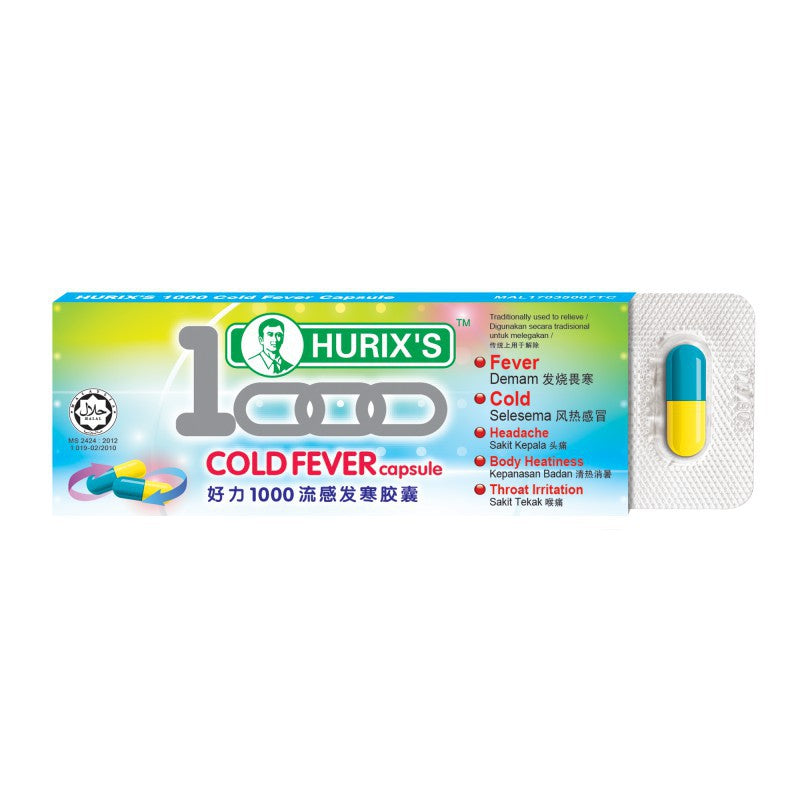 Hurixs 1000 Cold Fever Capsule 6s (strip) - DoctorOnCall Farmasi Online