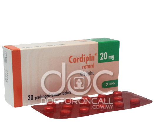 Cordipin Retard 20mg Prolonged-Release Tablet 30s - DoctorOnCall Farmasi Online