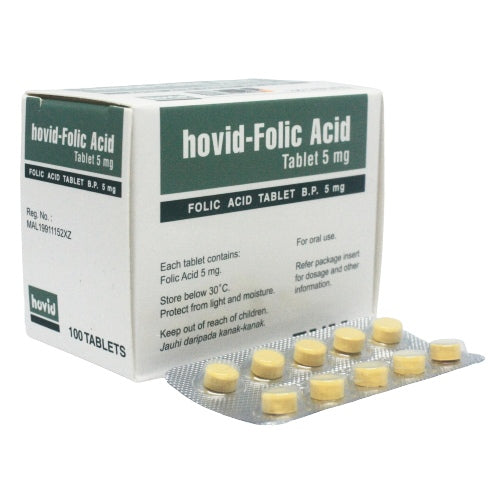 Hovid Folic Acid 5mg Tablet-Pening tiap kali makan folic asid