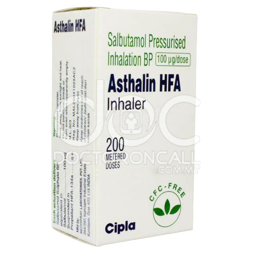 Cipla Asthalin HFA 100mcg Metered Dose Inhaler-Mucus chest tightness shaortness breath