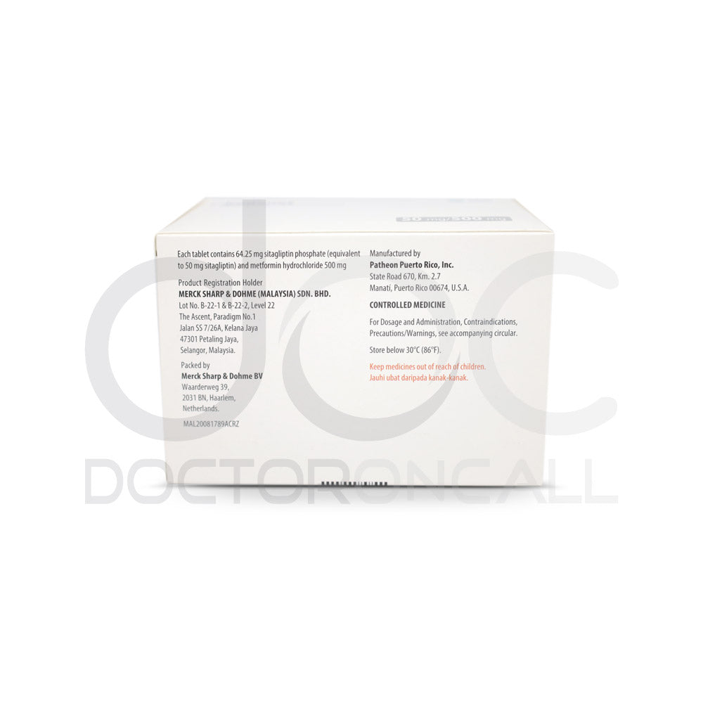 Janumet 50/500mg Tablet 56s - DoctorOnCall Farmasi Online