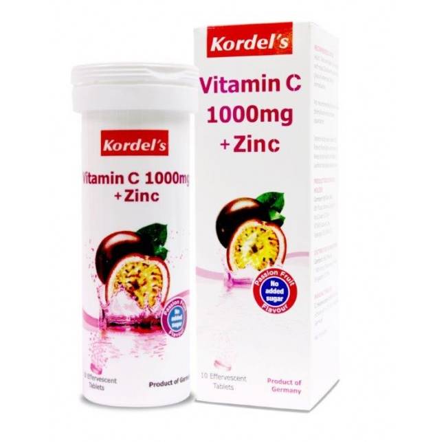 Kordel's Vitamin C 1000mg + Zinc Effervescent Tablet (Passion Fruit) 10s - DoctorOnCall Online Pharmacy