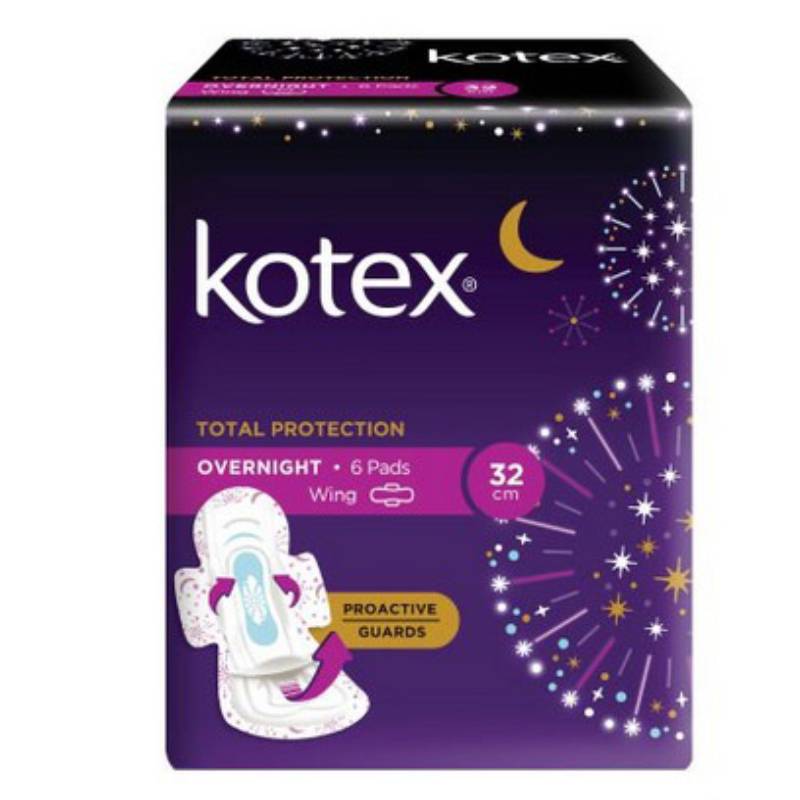 Kotex Overnight Proactive Wings 32cm 6s - DoctorOnCall Online Pharmacy