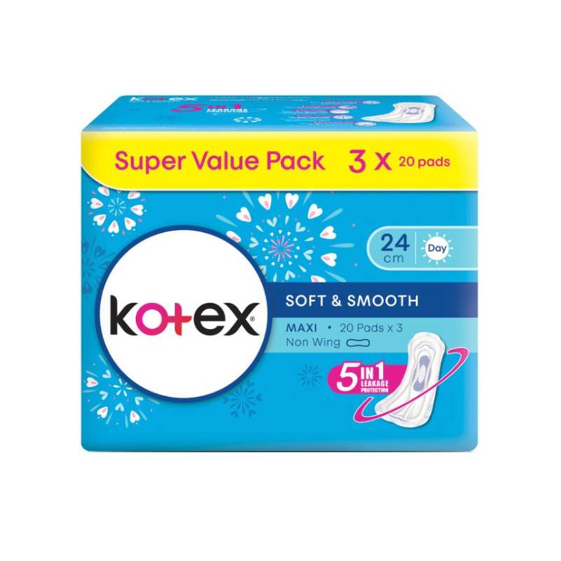 Kotex Soft & Smooth Maxi Non Wing 24cm 20s x3 - DoctorOnCall Online Pharmacy