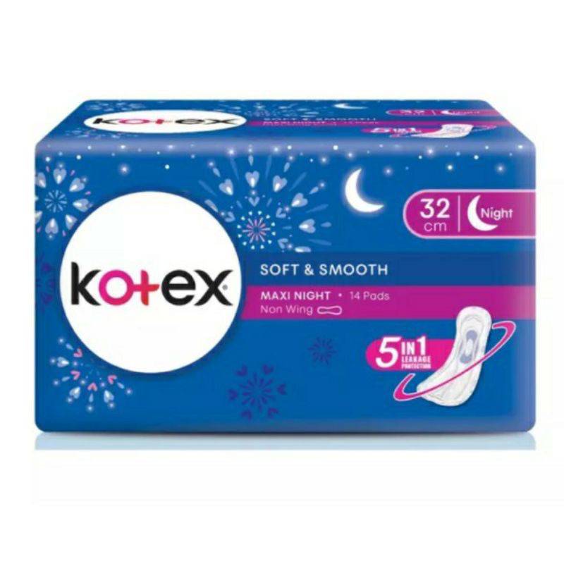 Kotex Soft & Smooth Overnight Non Wings 32cm 14s - DoctorOnCall Online Pharmacy