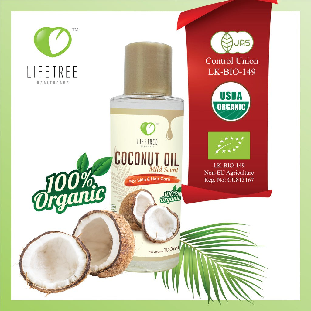 Lifetree Organic Premium Coconut Oil (Mild Scent) 100ml - DoctorOnCall Farmasi Online