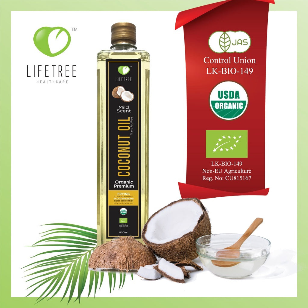 Lifetree Organic Triple Filtered Coconut Oil (Low Aroma/cooking) 800ml - DoctorOnCall Farmasi Online