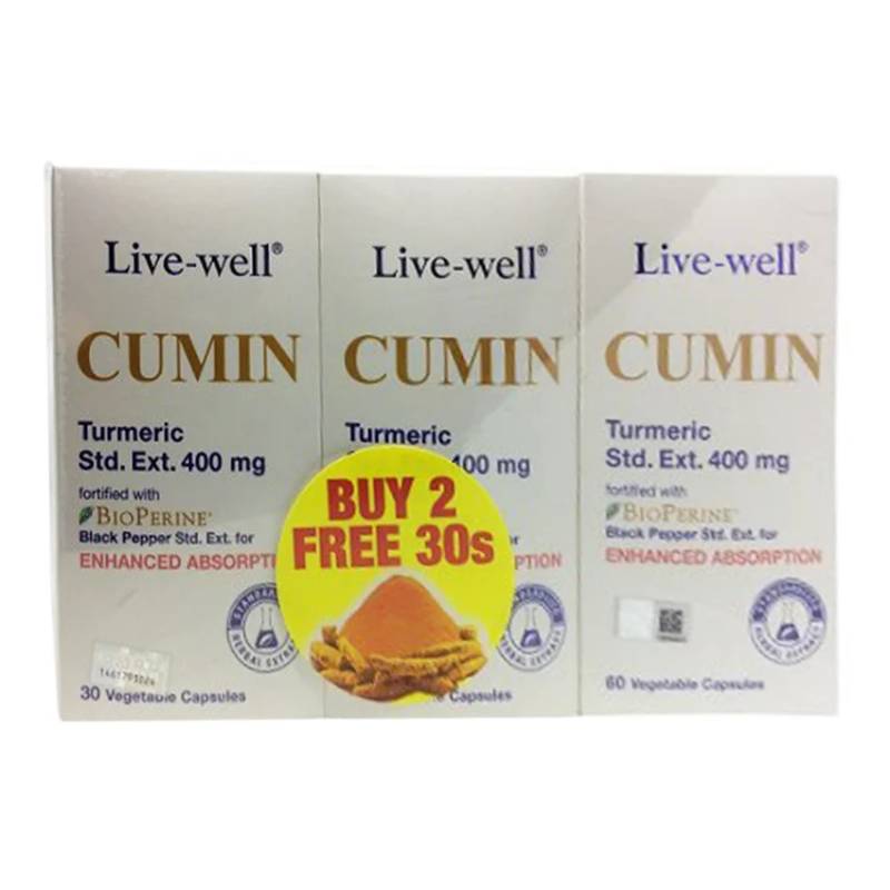 Live-well Cumin 400mg Tablet 60s x2 + 30s - DoctorOnCall Online Pharmacy