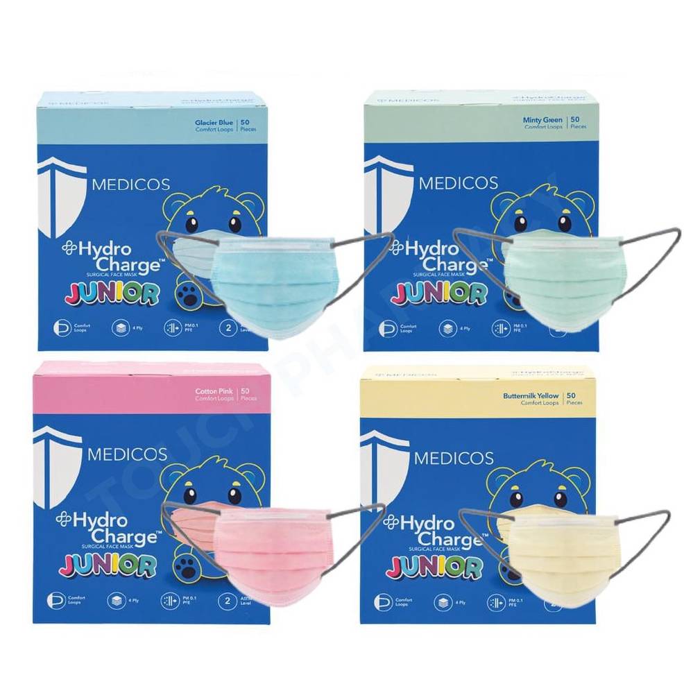 Medicos HydroCharge Surgical Face Mask (Junior) 50s Cotton Pink - DoctorOnCall Farmasi Online