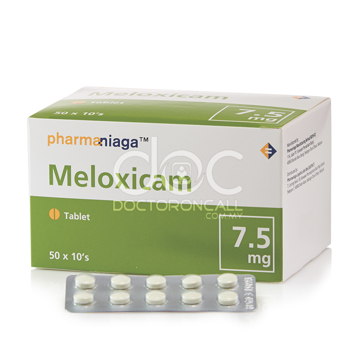 Pharmaniaga Meloxicam 7.5mg Tablet 10s (strip) - DoctorOnCall Farmasi Online