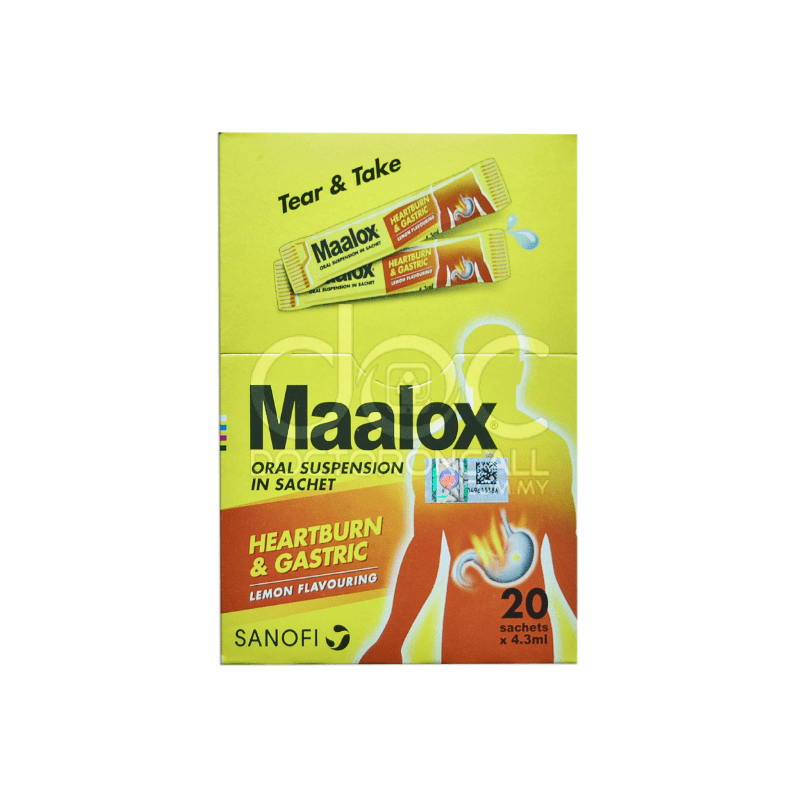 Maalox Oral Suspension Sachet 4.3ml x20 - DoctorOnCall Farmasi Online