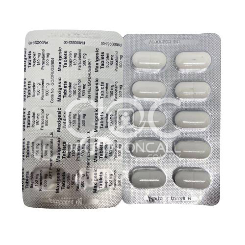 Maxigesic 500mg/150mg Tablet 10s (strip) - DoctorOnCall Farmasi Online