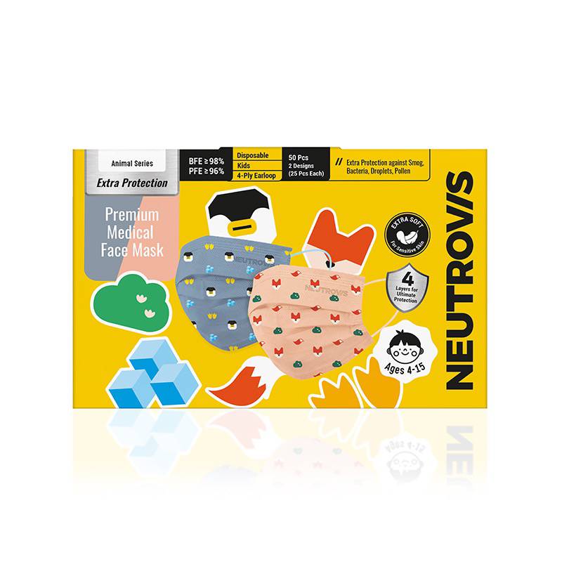 Neutrovis Premium 4Ply Kids Face Mask (Fox & Penguin) 50s - DoctorOnCall Farmasi Online