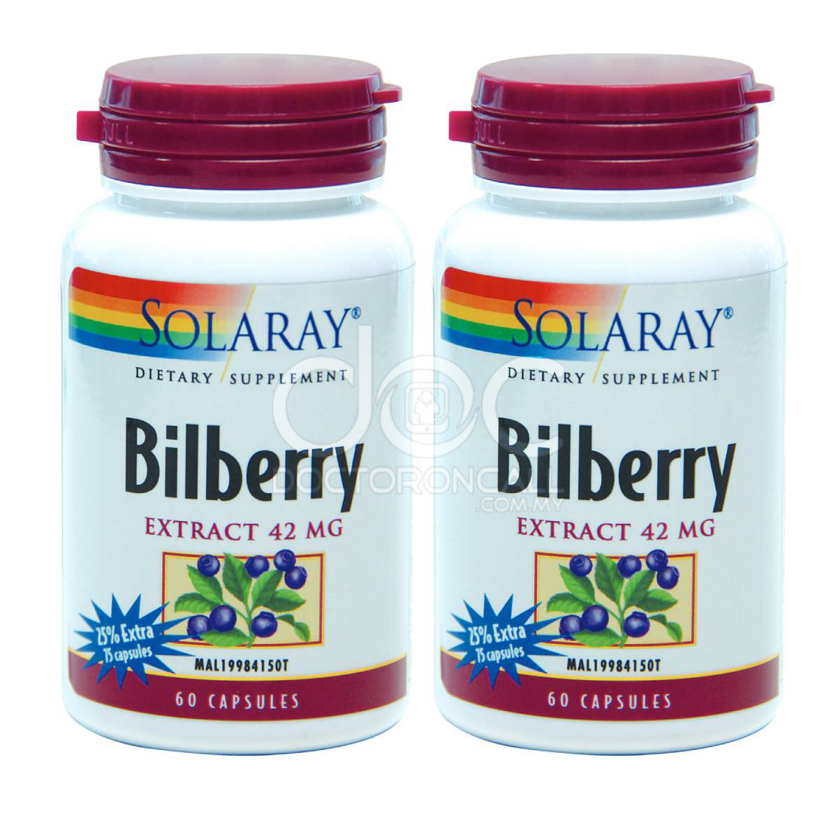 Solaray Bilberry Extract Capsule 75s x2 - DoctorOnCall Farmasi Online