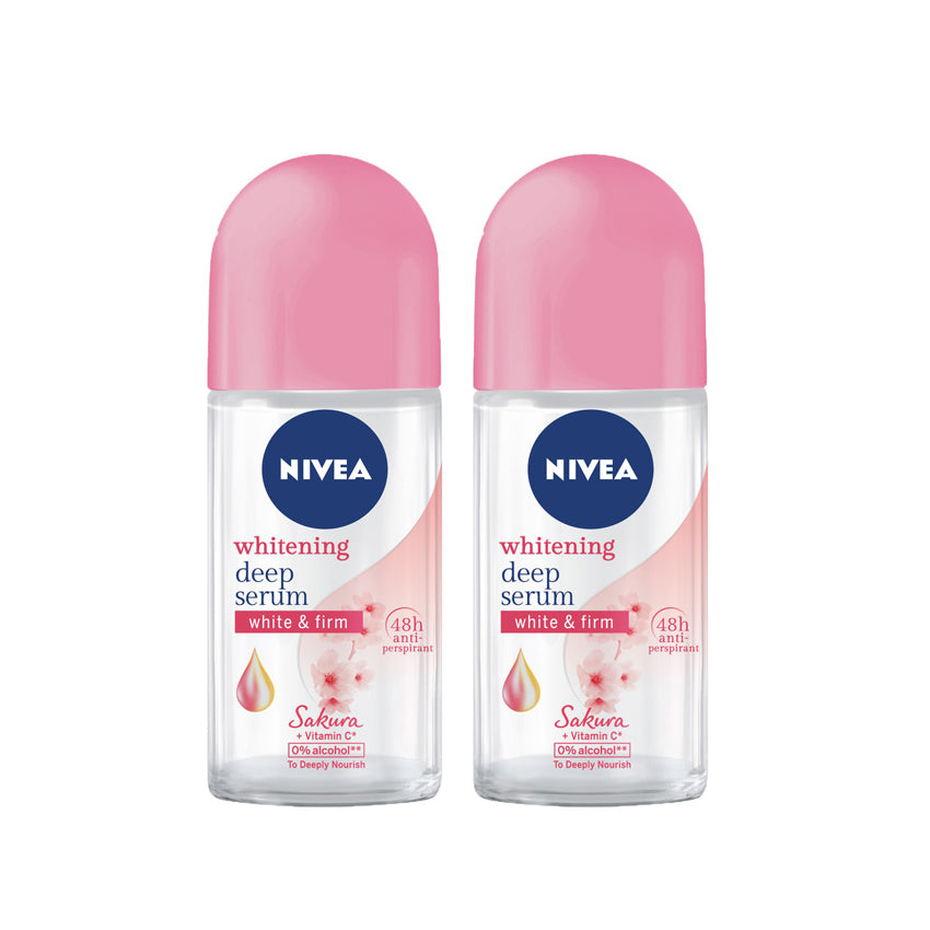 Nivea (Women) Whitening Deep Serum Sakura Roll On 50mlx2 - DoctorOnCall Farmasi Online