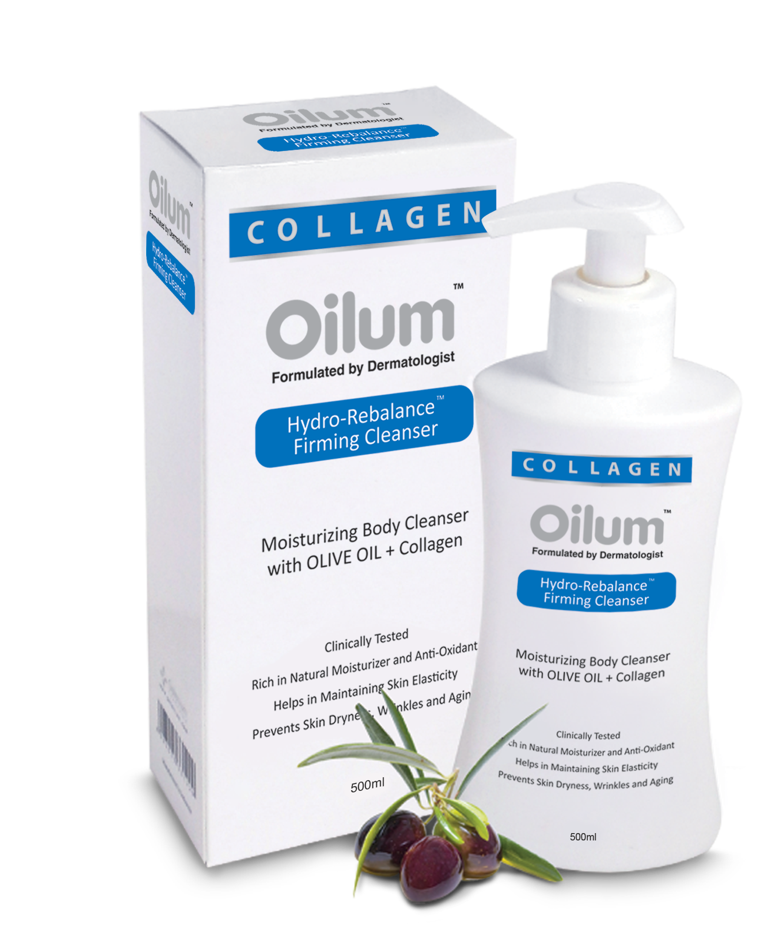 Oilum Hydro Rebalance Firming Cleanser (Olive Oil & Collagen) 500ml - DoctorOnCall Farmasi Online