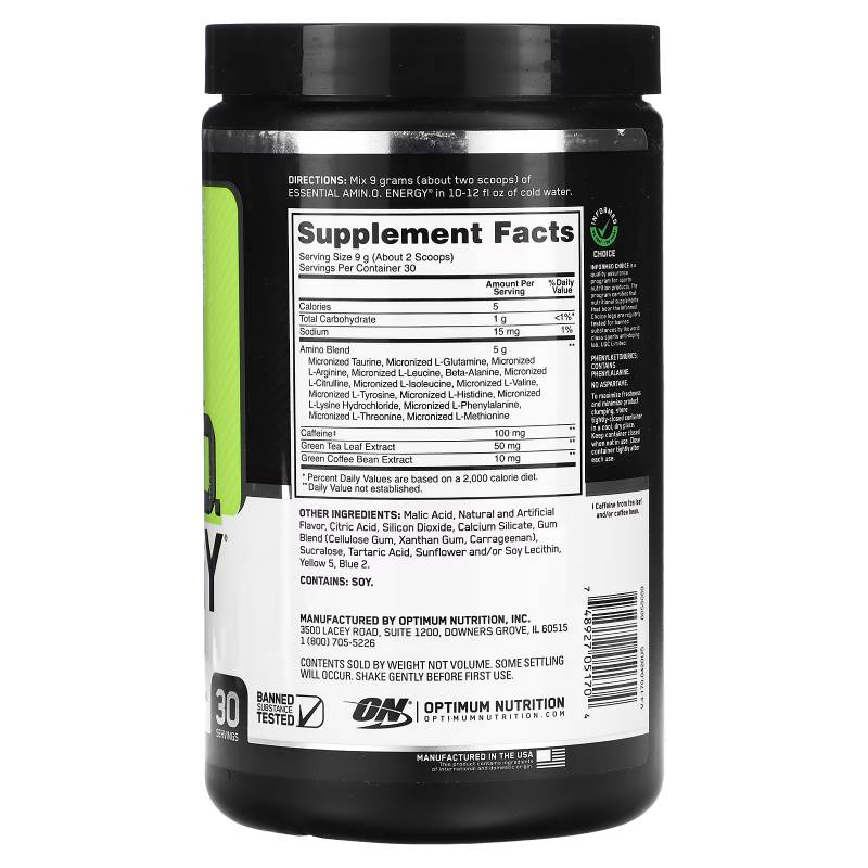 Optimum Nutrition Essential Amino Energy Green Apple Powder 0.6lb - DoctorOnCall Farmasi Online