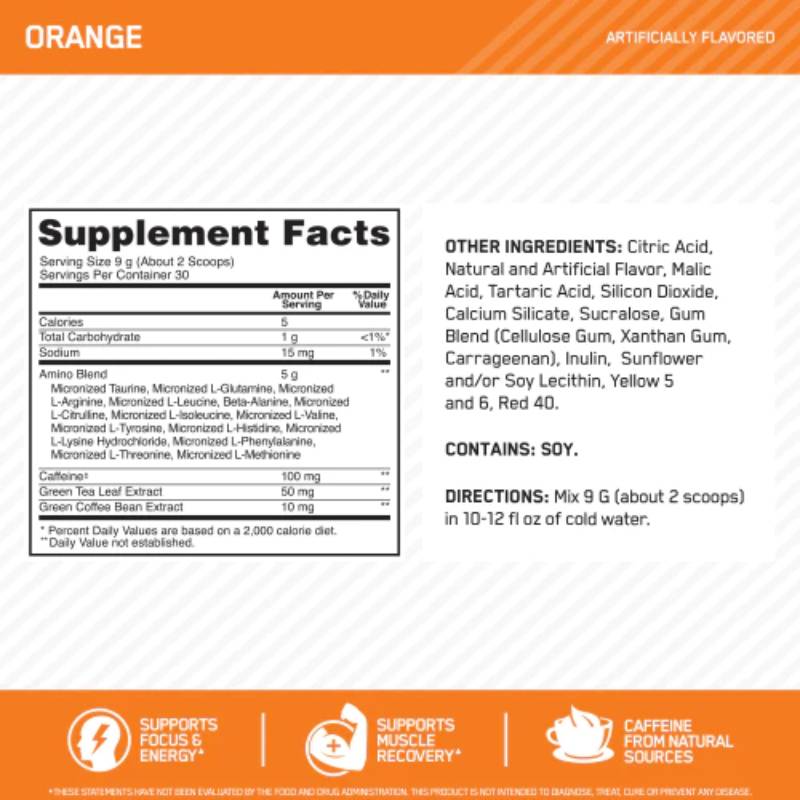 Optimum Nutrition Essential Amino Energy Orange Cooler Powder 0.6lb - DoctorOnCall Farmasi Online