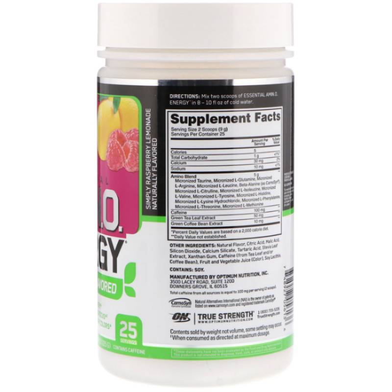 Optimum Nutrition Essential Amino Energy Raspberry Lemonade Powder 225g - DoctorOnCall Online Pharmacy