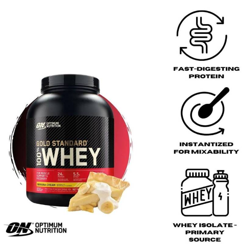 Optimum Nutrition Gold Standard 100% Whey Banana Cream Powder 5lbs - DoctorOnCall Farmasi Online