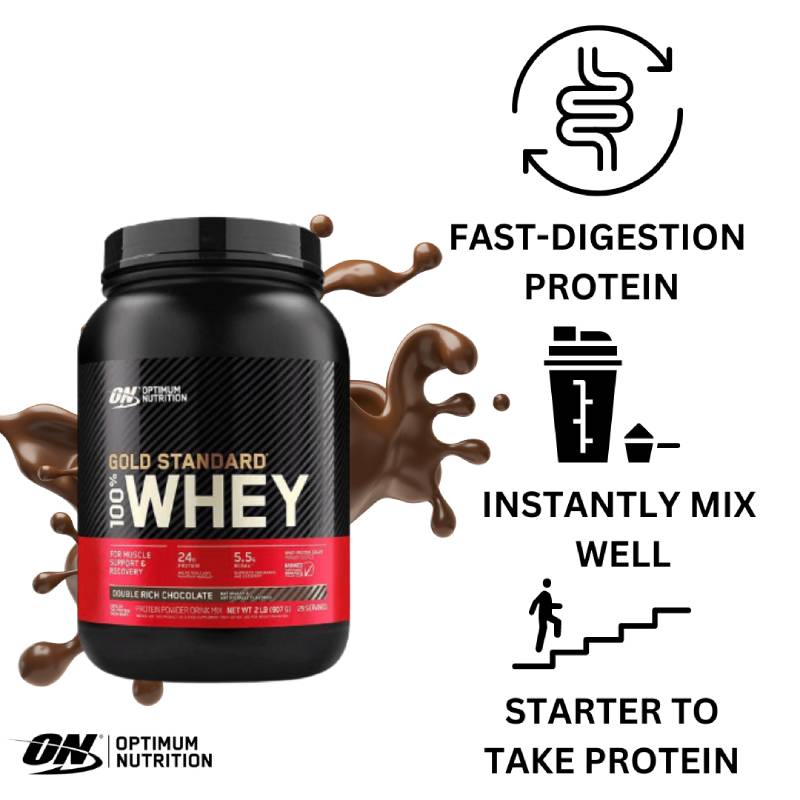 Optimum Nutrition Gold Standard 100% Whey Double Rich Chocolate Powder 2lbs - DoctorOnCall Farmasi Online